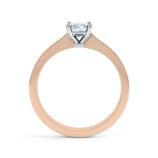 Diamond Engagement Ring- Emerald Corner Claw Knife Edge Shoulders