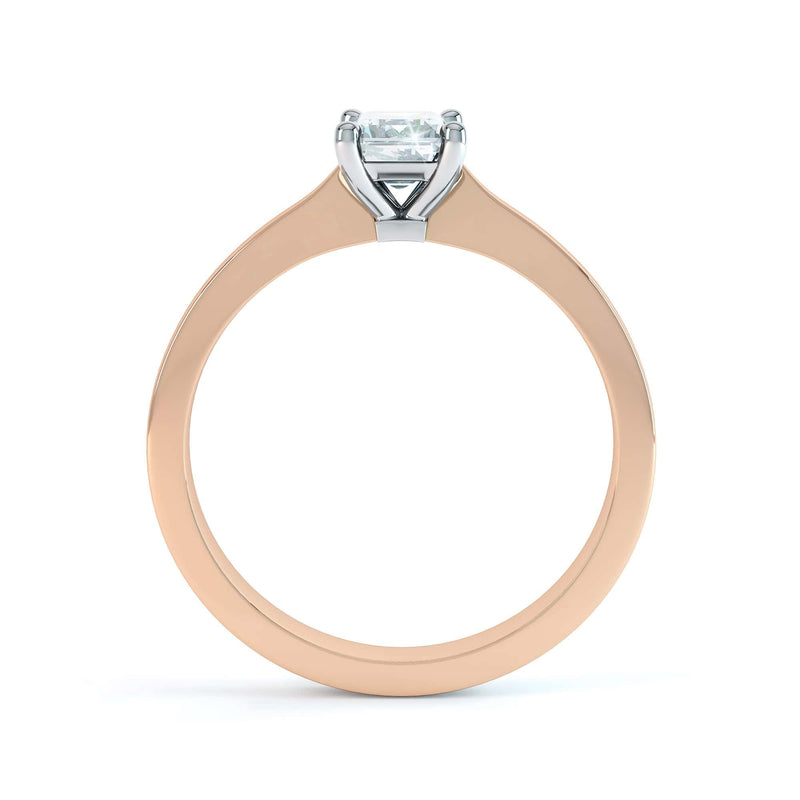 Diamond Engagement Ring- Emerald Corner Claw Knife Edge Shoulders