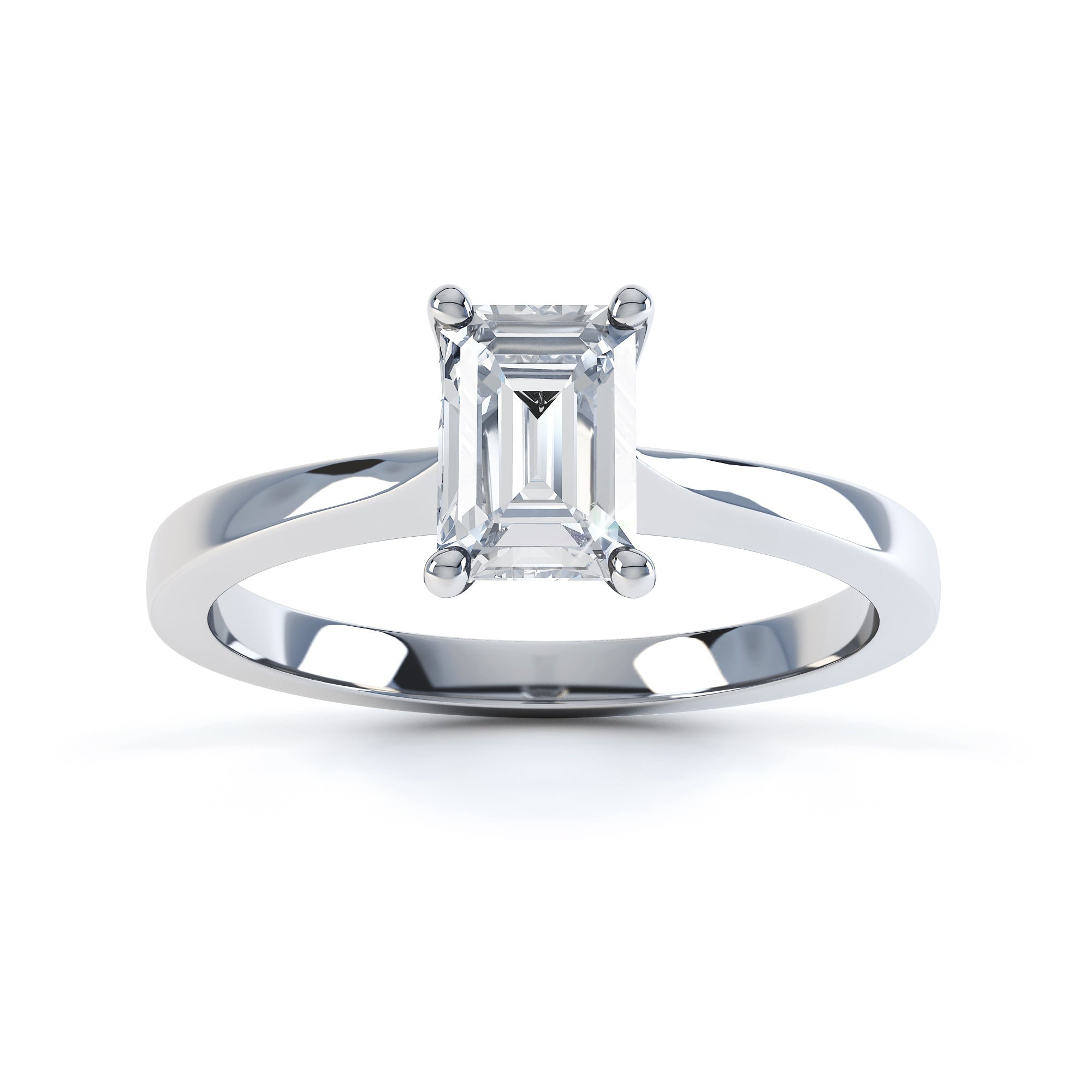 Diamond Engagement Ring- Emerald Corner Claw Knife Edge Shoulders