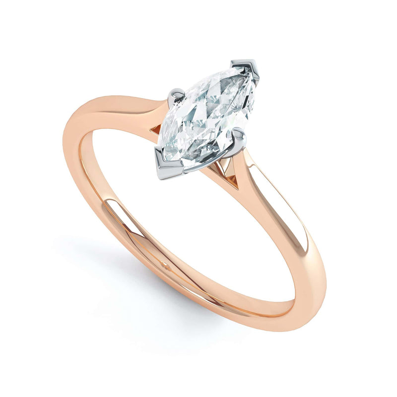 Marquise Cut Centre Stone, Two V claw, Diamond Engagement Ring with Knife Edge Splite Shoulders