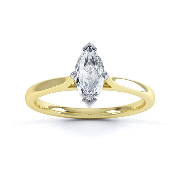 Marquise Cut Centre Stone, Two V claw, Diamond Engagement Ring with Knife Edge Splite Shoulders