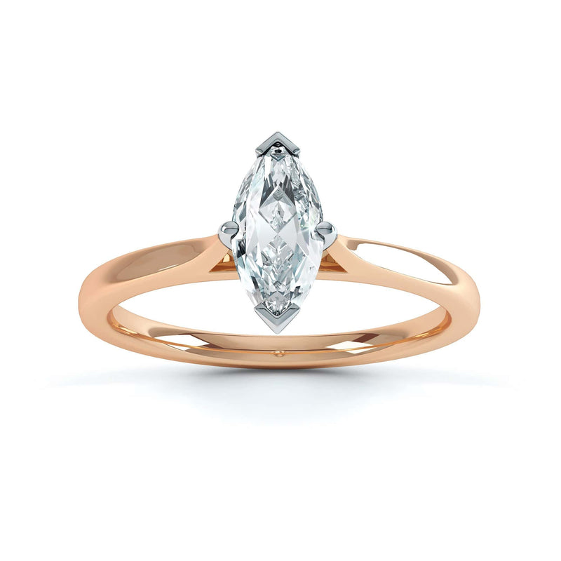 Marquise Cut Centre Stone, Two V claw, Diamond Engagement Ring with Knife Edge Splite Shoulders
