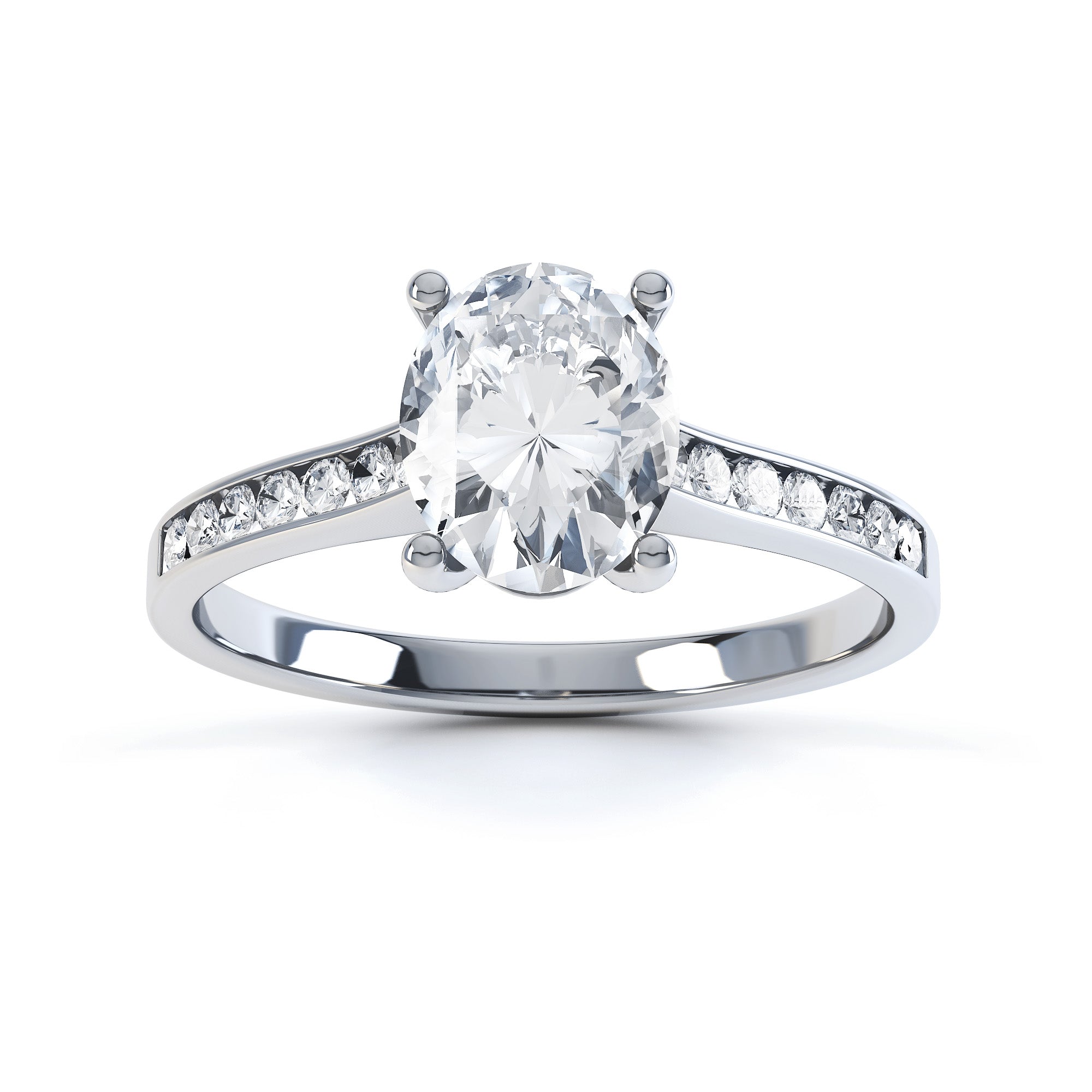 Diamond Engagement Ring Oval centre stone with Channel Set Shank