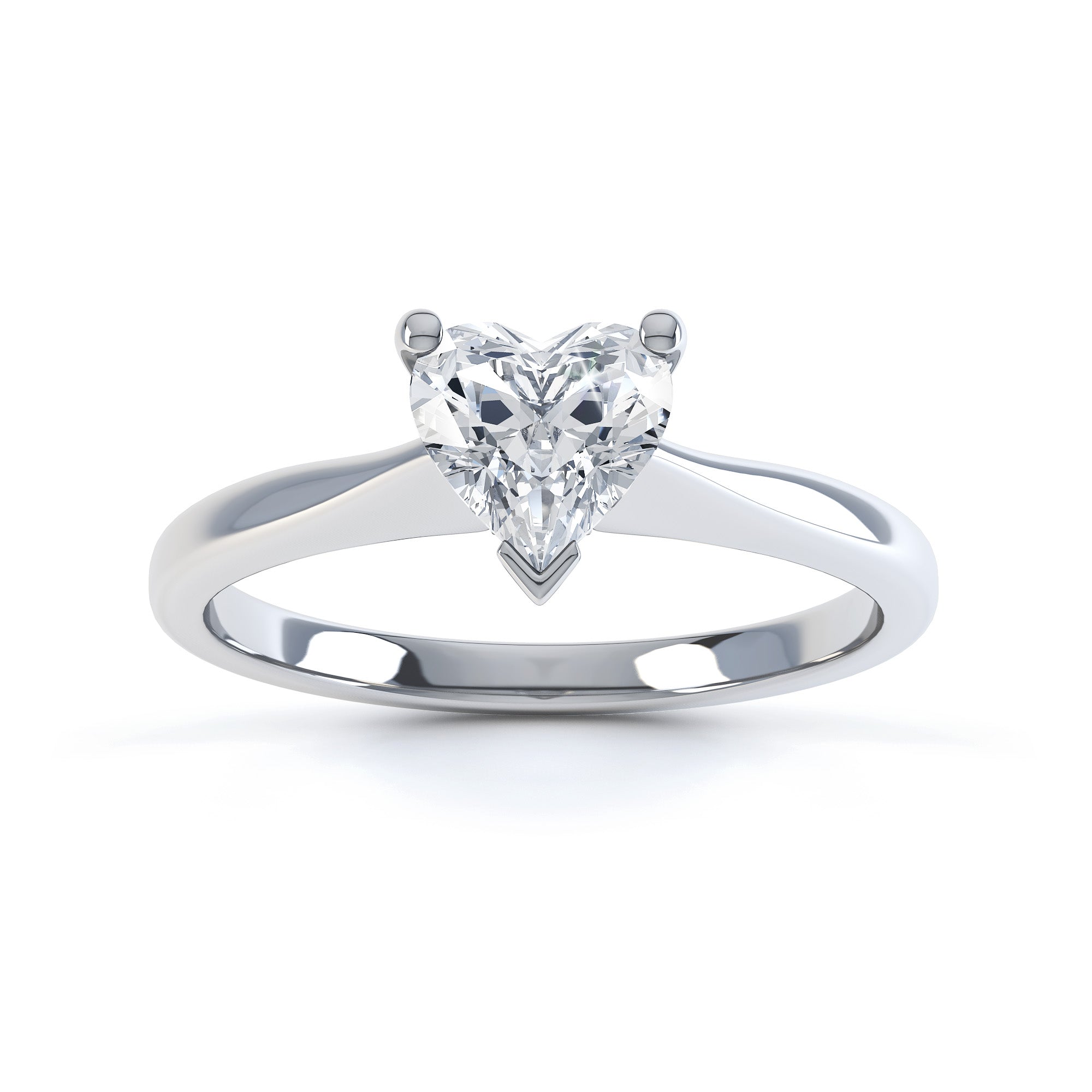 Heart Shaped Solitaire, 3 Claws Knife Edge Shoulders