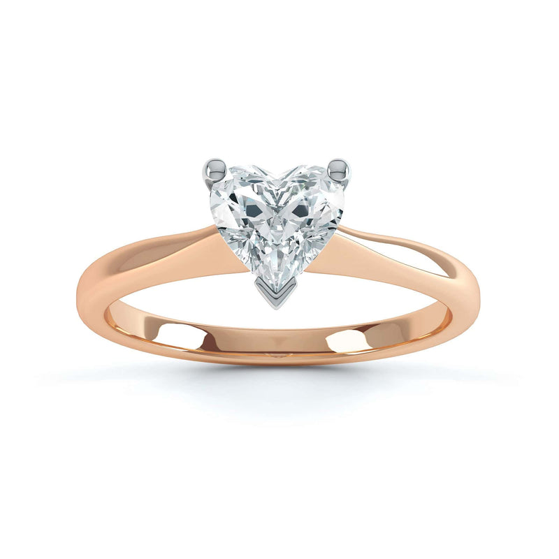 Heart Shaped Solitaire, 3 Claws Knife Edge Shoulders