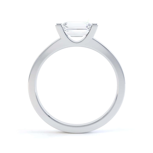 Emerald Cut Diamond Solitaire Engagement Ring with East West Setting