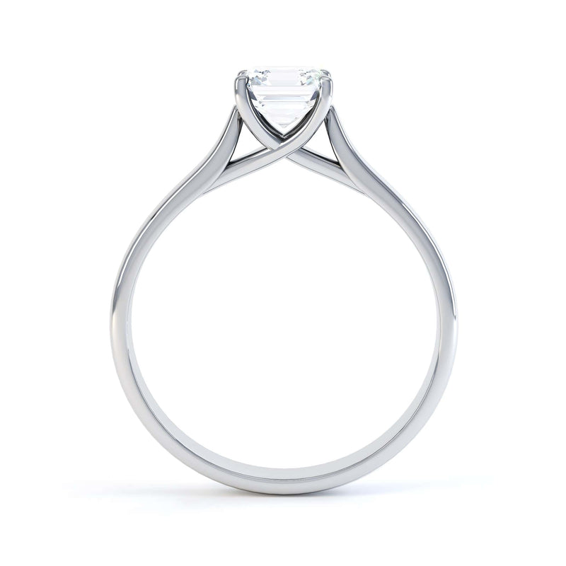 Asscher Cut Centre Stone, 4 claw, Diamond Engagement Ring with Tapered Shoulders