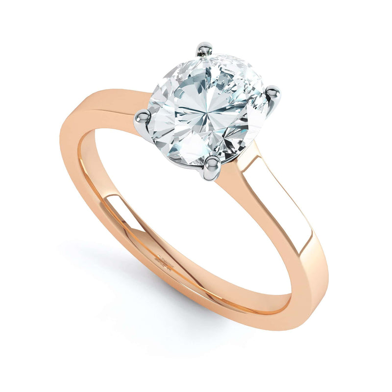 Oval Cut Centre Stone, 4 claw set, Diamond Engagement Ring with Parrallel Shoulders