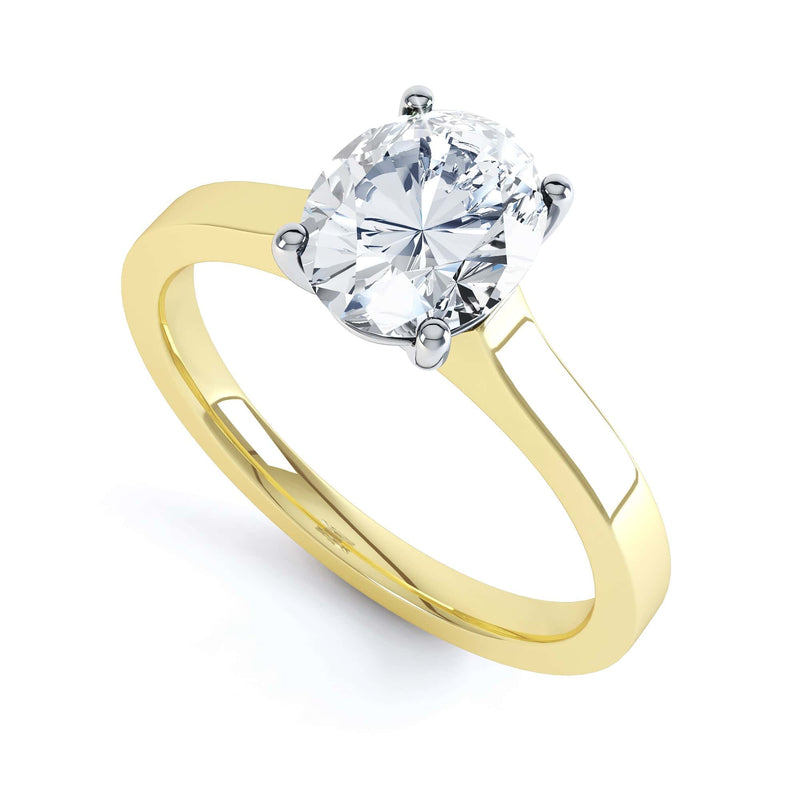 Oval Cut Centre Stone, 4 claw set, Diamond Engagement Ring with Parrallel Shoulders