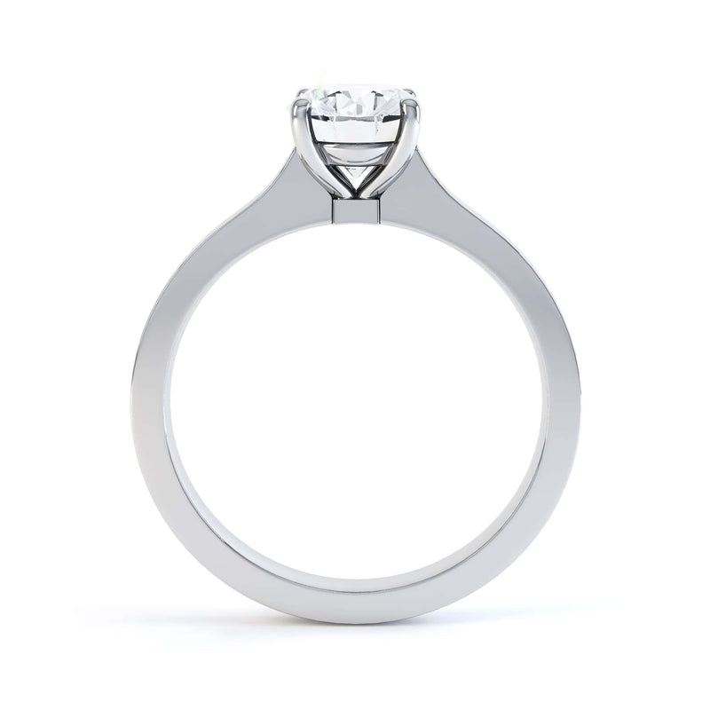 Oval Cut Centre Stone, 4 claw set, Diamond Engagement Ring with Parrallel Shoulders