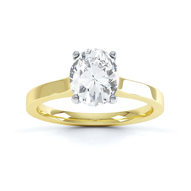 Oval Cut Centre Stone, 4 claw set, Diamond Engagement Ring with Parrallel Shoulders