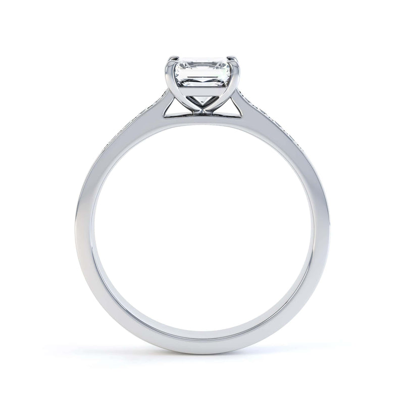 Princess Shaped Solitaire Diamond Set Shoulders