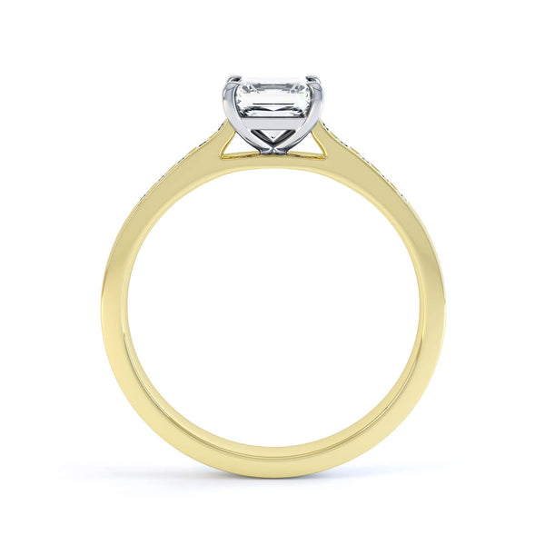 Princess Shaped Solitaire Diamond Set Shoulders