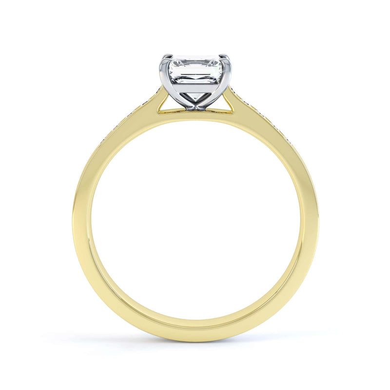 Princess Shaped Solitaire Diamond Set Shoulders