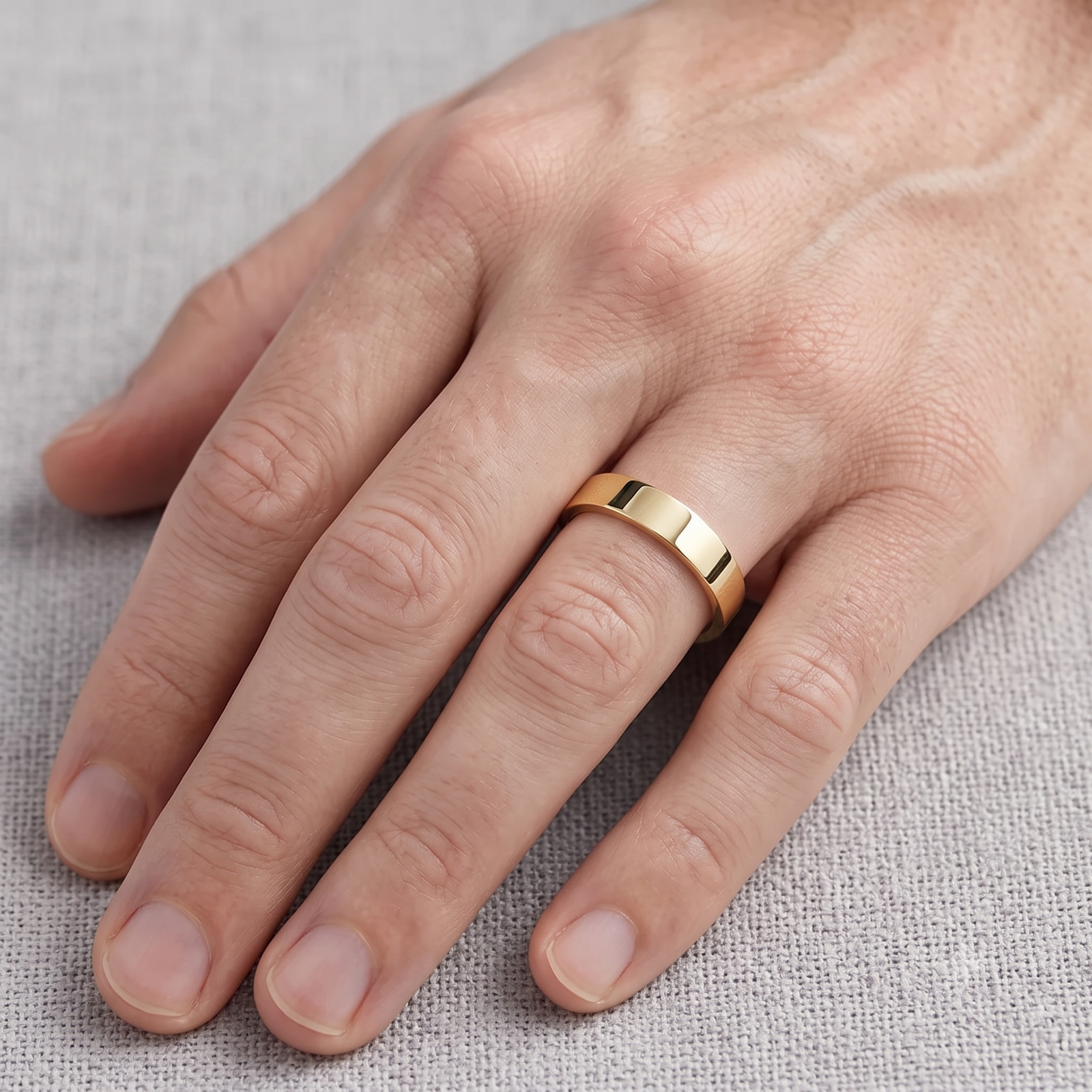 Mens Flat Wedding Ring