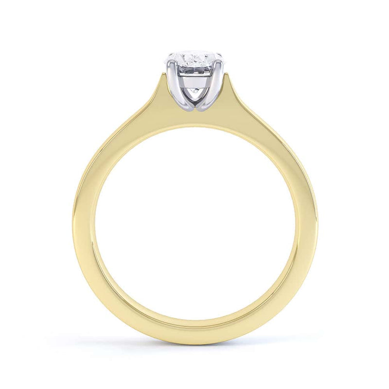 Oval Cut Centre Stone, 4 claws, Diamond Engagement Ring with Knife edge shoulders