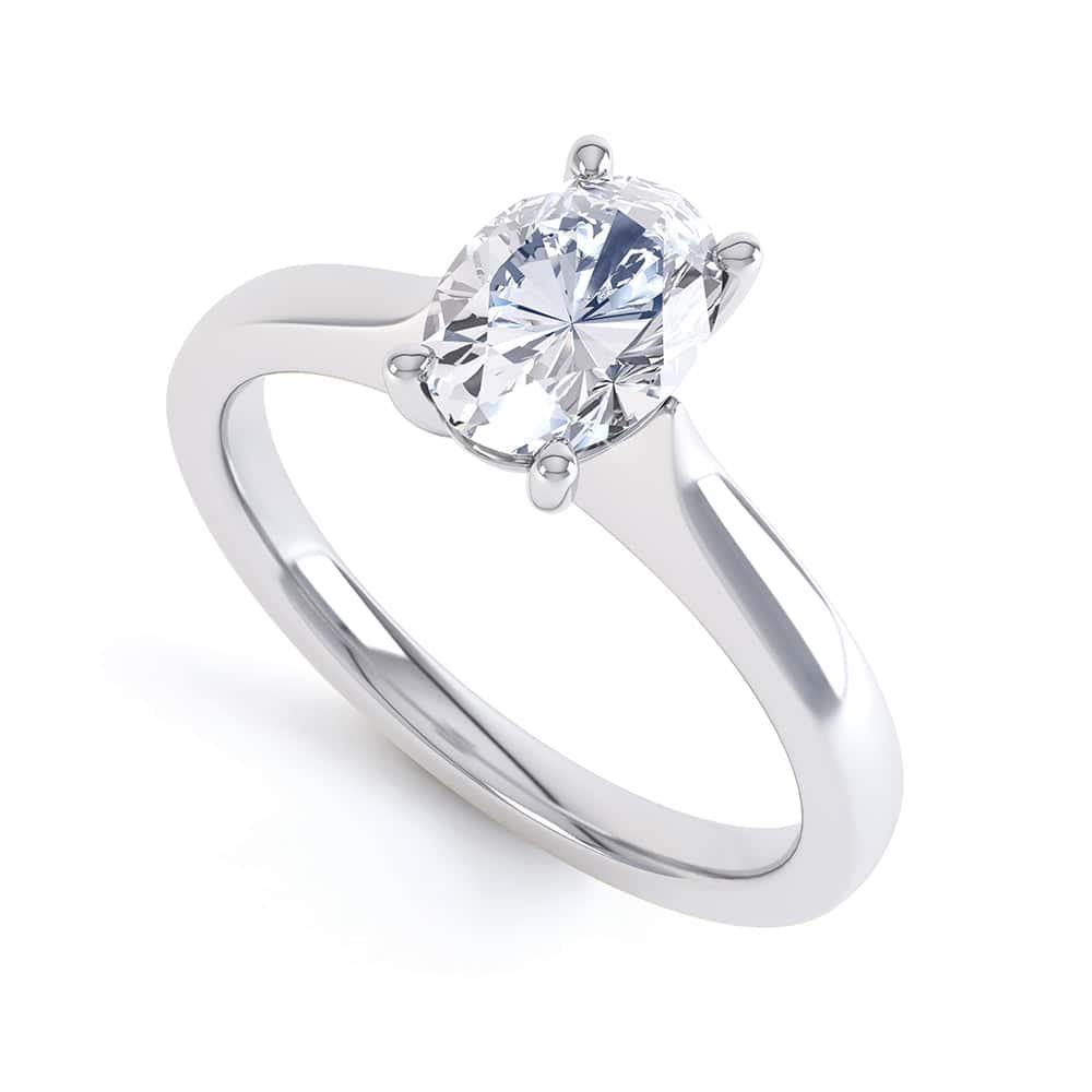 Oval Cut Centre Stone, 4 claws, Diamond Engagement Ring with Knife edge shoulders