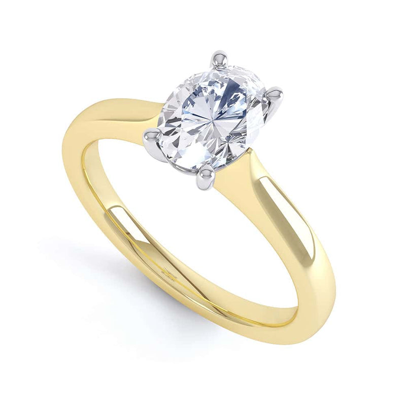 Oval Cut Centre Stone, 4 claws, Diamond Engagement Ring with Knife edge shoulders