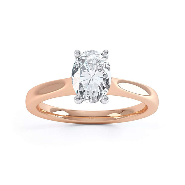Oval Cut Centre Stone, 4 claws, Diamond Engagement Ring with Knife edge shoulders
