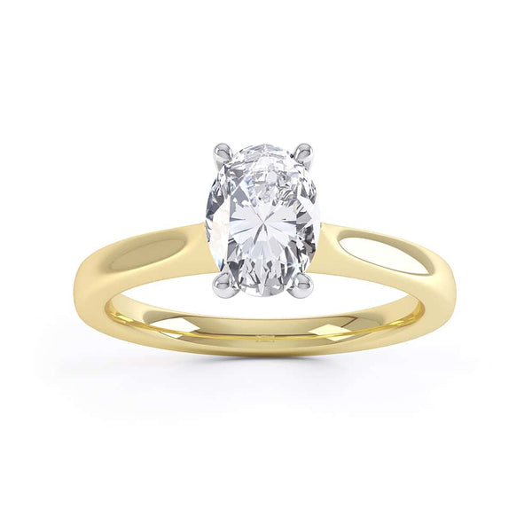 Oval Cut Centre Stone, 4 claws, Diamond Engagement Ring with Knife edge shoulders