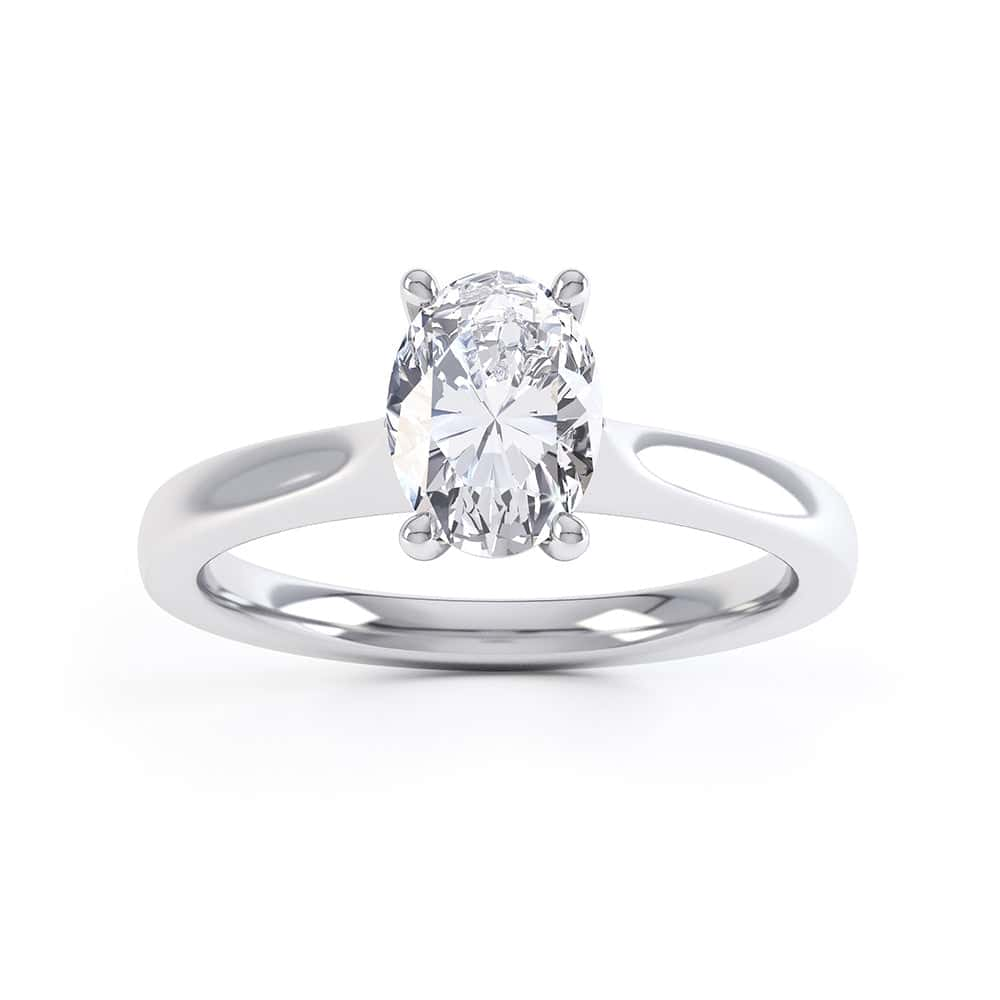 Oval Cut Centre Stone, 4 claws, Diamond Engagement Ring with Knife edge shoulders