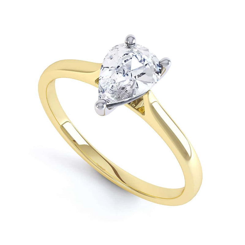 Diamond Solitaire Engagement Ring with a Pear Shape Diamond and Tapered Shoulders