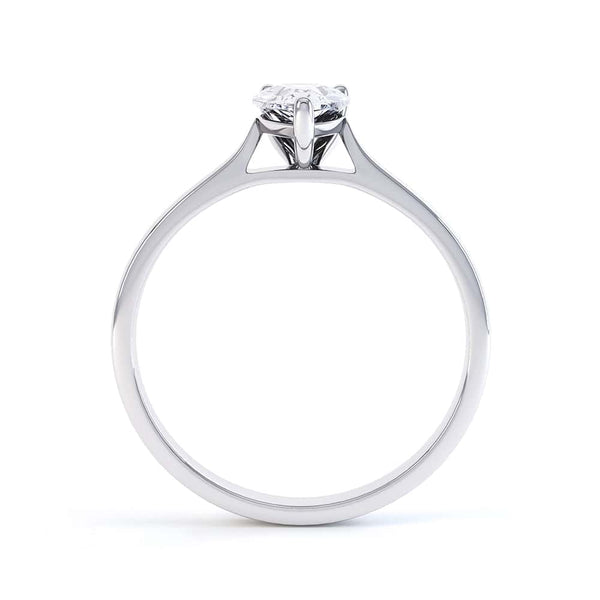Diamond Solitaire Engagement Ring with a Pear Shape Diamond and Tapered Shoulders