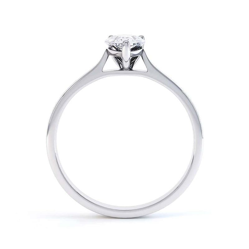 Diamond Solitaire Engagement Ring with a Pear Shape Diamond and Tapered Shoulders