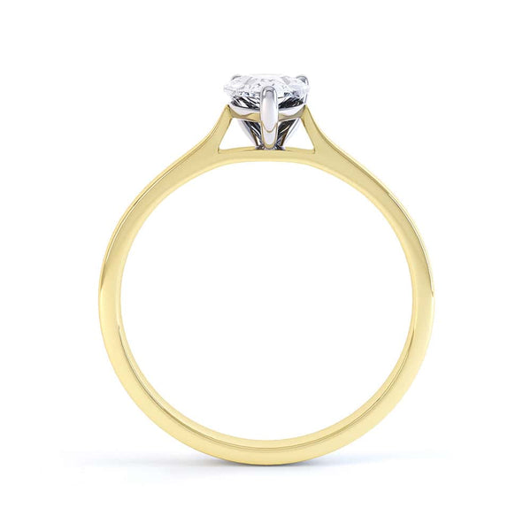 Diamond Solitaire Engagement Ring with a Pear Shape Diamond and Tapered Shoulders