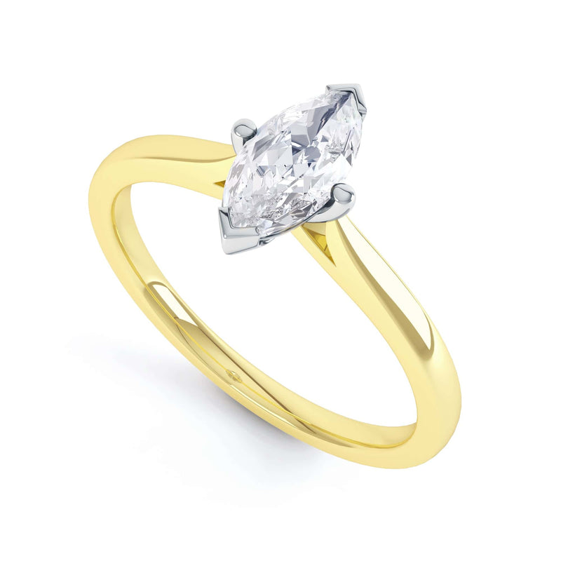 Marquise-Cut Centre Stone, V claws, Diamond Engagement Ring with Knife Edge Shoulders with cathedral setting