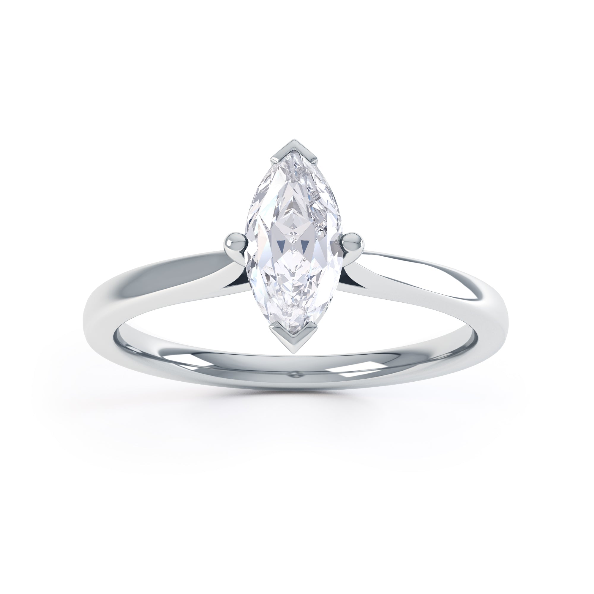 Marquise-Cut Centre Stone, V claws, Diamond Engagement Ring with Knife Edge Shoulders with cathedral setting