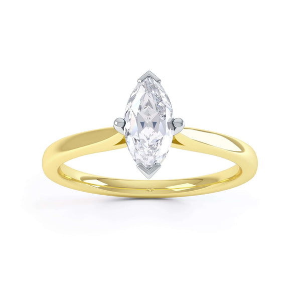 Marquise-Cut Centre Stone, V claws, Diamond Engagement Ring with Knife Edge Shoulders with cathedral setting