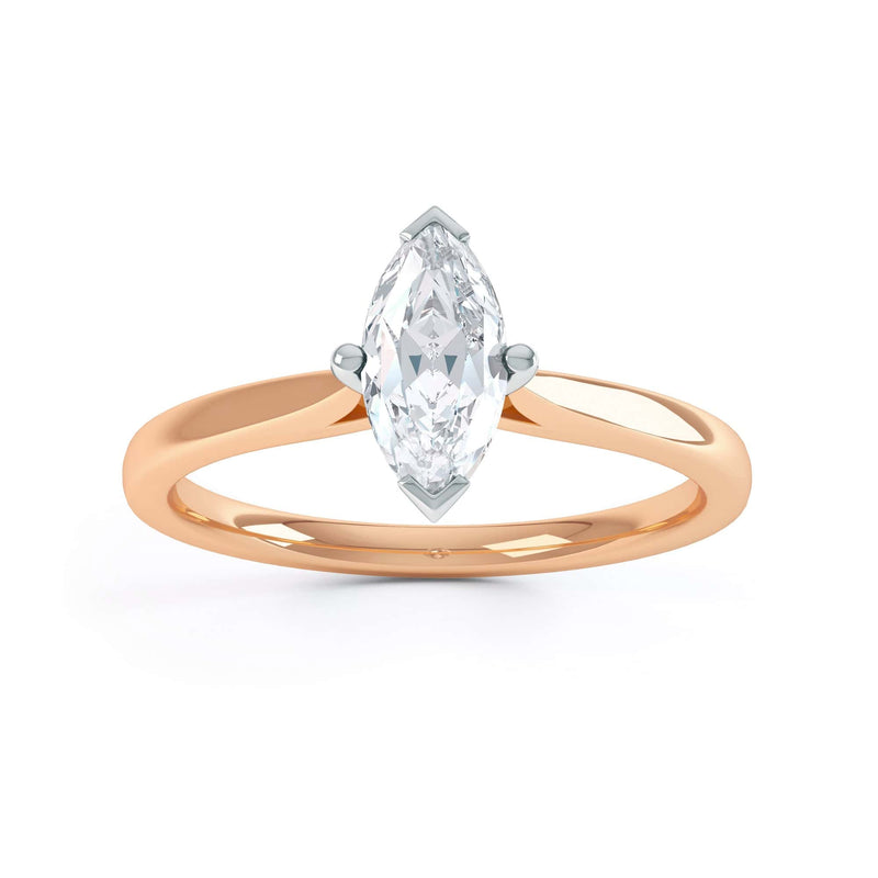 Marquise-Cut Centre Stone, V claws, Diamond Engagement Ring with Knife Edge Shoulders with cathedral setting