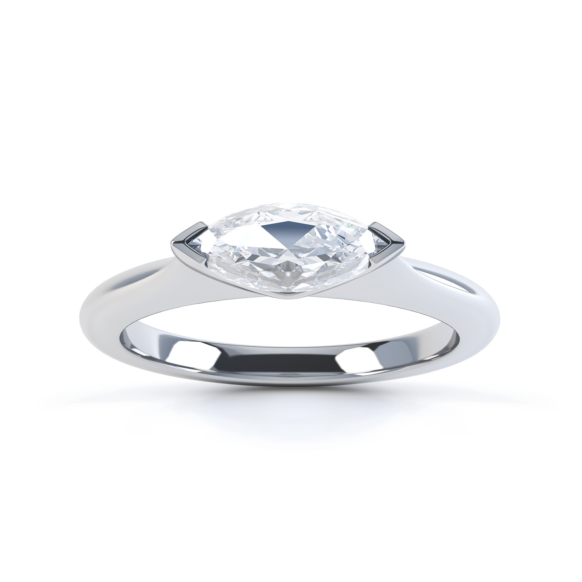 Marquise Cut Centre Stone, V claw, Diamond Engagement Ring with Knife Edge shoulders