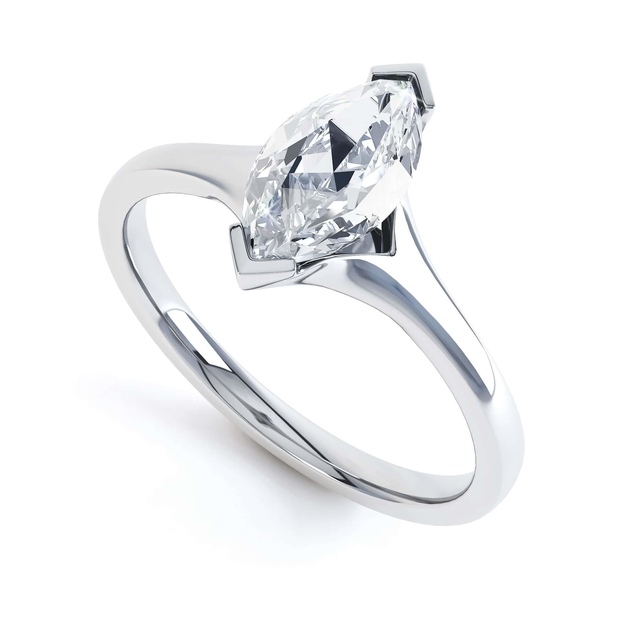 Marquise Cut Centre Stone, V claw, Diamond Engagement Ring with split shoulders