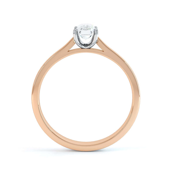 Diamond Engagement Ring- Emerald Corner Claw Knife Edge Shoulders