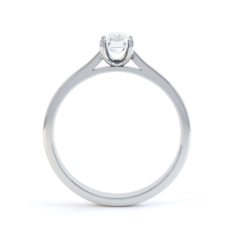 Diamond Engagement Ring- Emerald Corner Claw Knife Edge Shoulders