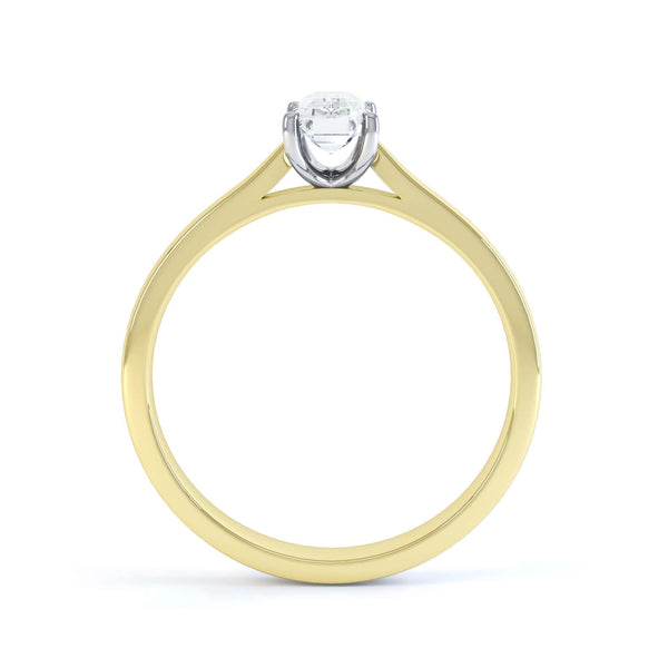 Diamond Engagement Ring- Emerald Corner Claw Knife Edge Shoulders