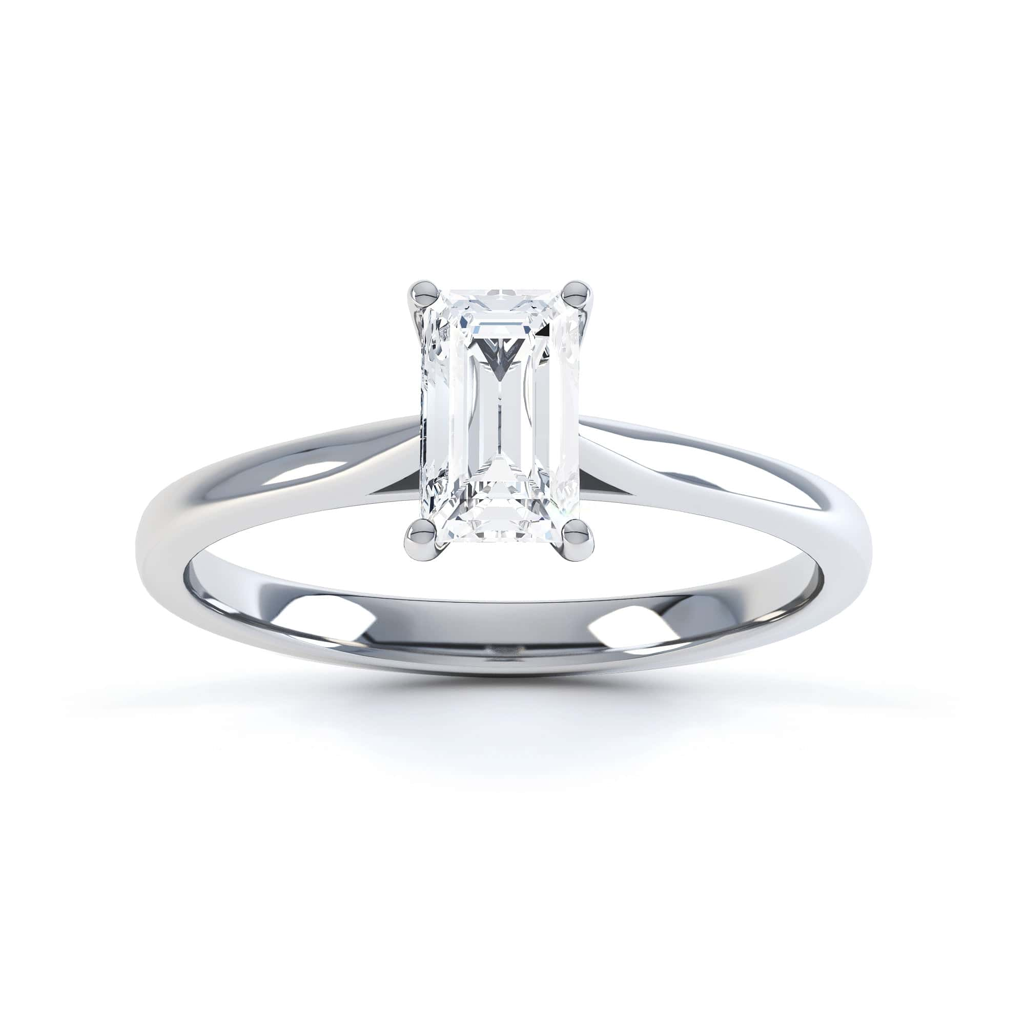 Diamond Engagement Ring- Emerald Corner Claw Knife Edge Shoulders