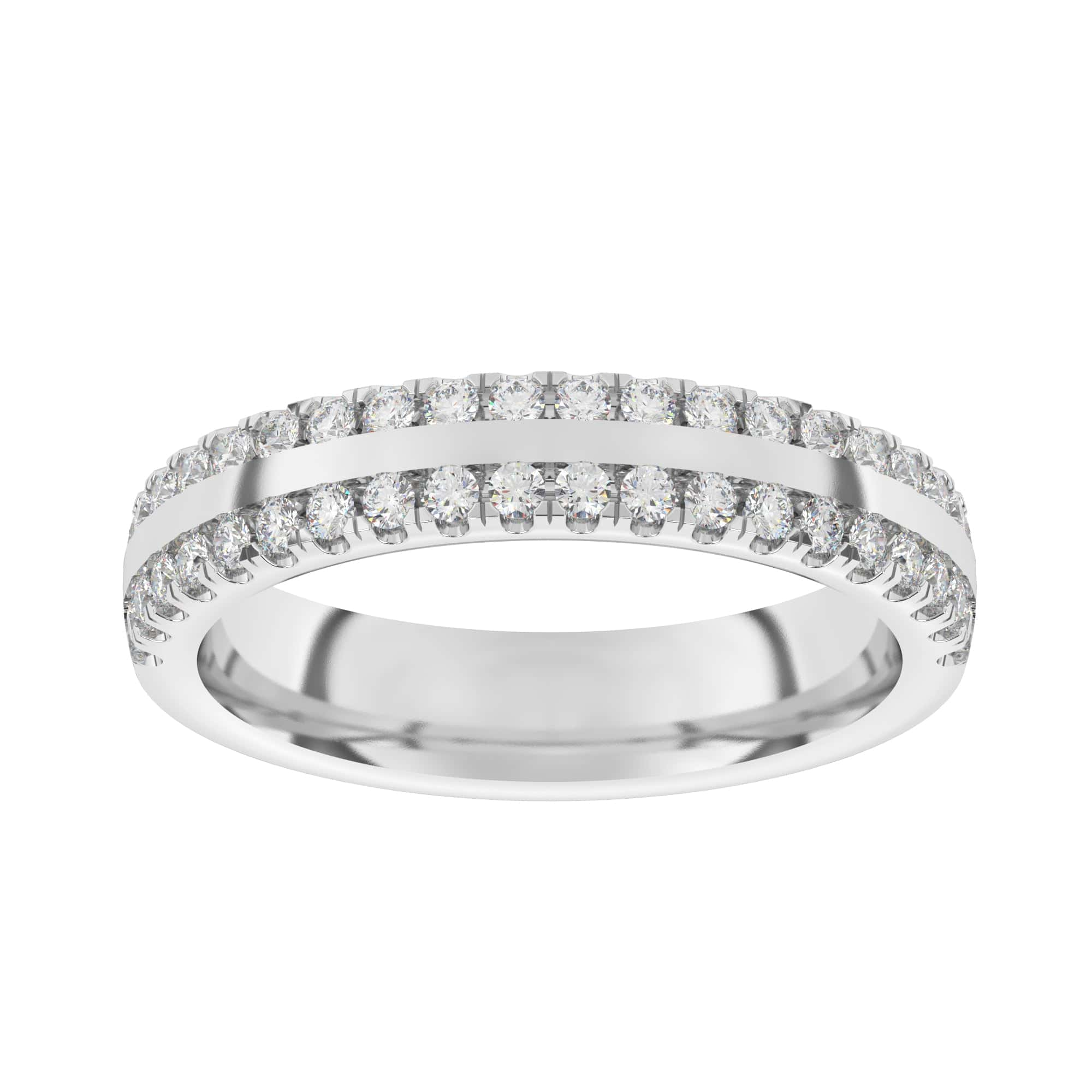 Double Row Diamond Half Eternity Ring with 0.55ct Round Brilliant  Cut Diamonds Set in a Double Channel