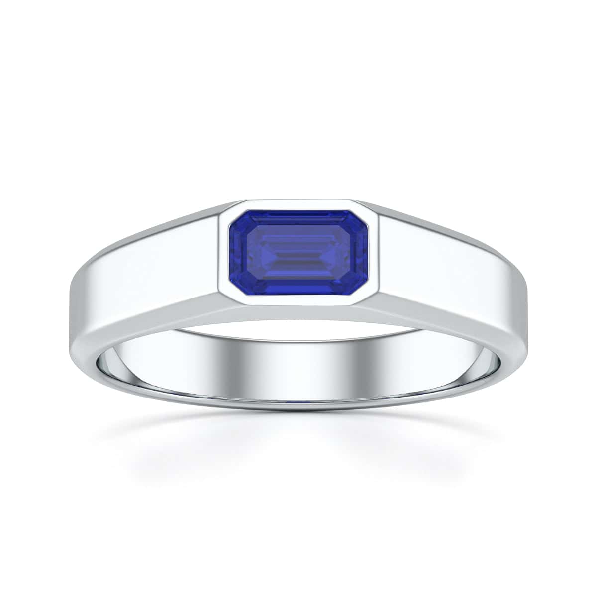 18ct Gold Blue Sapphire Signet Ring - Octagon Shape