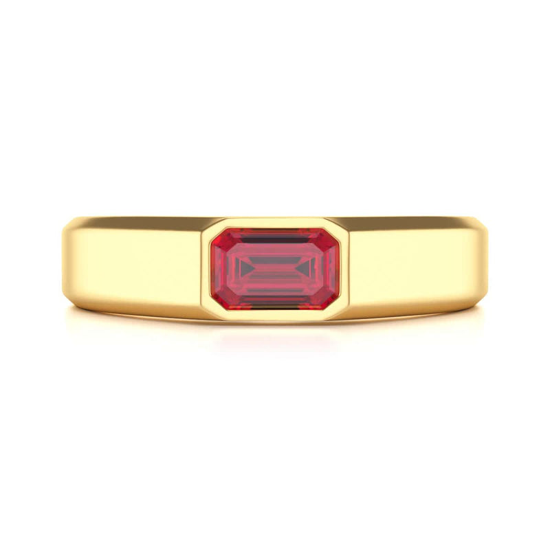 Octagon Shape Signet Style Ruby Engagement Ring in 18ct Gold