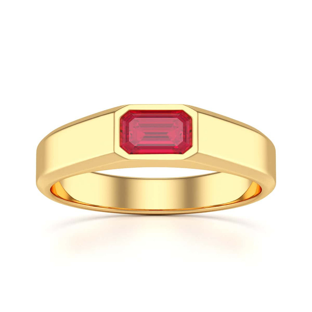 Octagon Shape Signet Style Ruby Engagement Ring in 18ct Gold