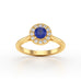 Round Blue Sapphire Diamond Cluster Halo Ring