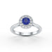 Round Blue Sapphire Diamond Cluster Halo Ring