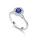 Round Blue Sapphire Diamond Cluster Halo Ring