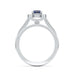 Round Blue Sapphire Diamond Cluster Halo Ring
