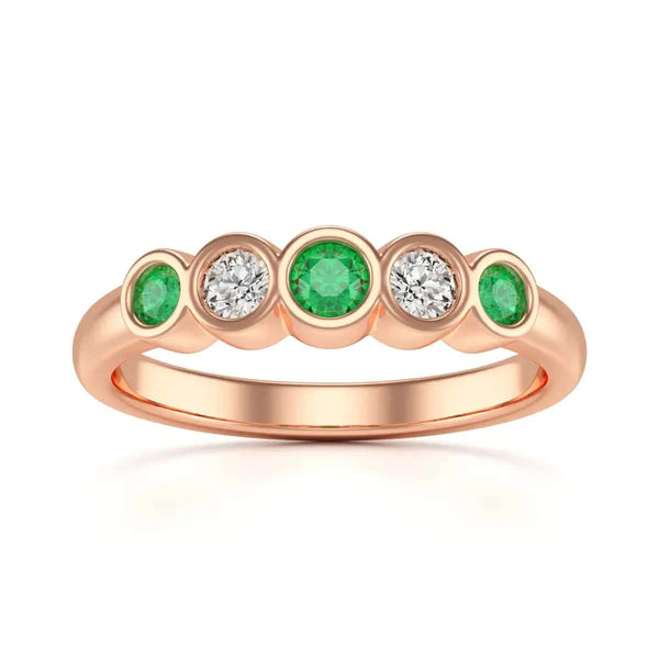  Rose Gold Diamond Emerald   Engagement Ring 
