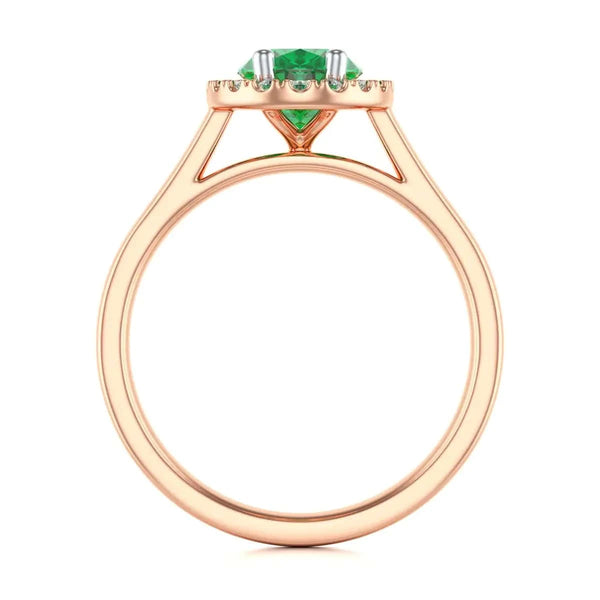 Rose gold Gold Halo Emerald Engagement Ring - Oval Shape