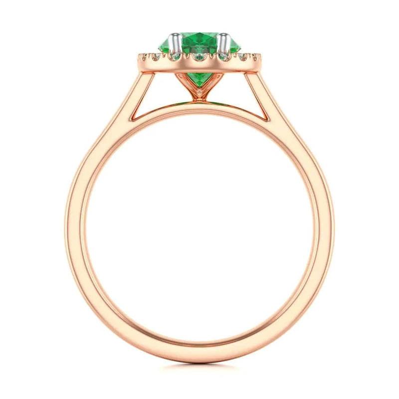 Rose gold Gold Halo Emerald Engagement Ring - Oval Shape